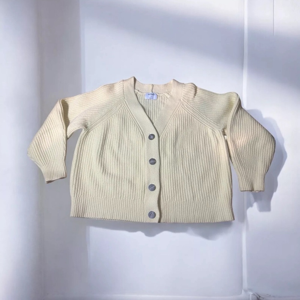 Old Navy Light Yellow Shaker Stitch Cropped Cardigan Sweater  Women size XL